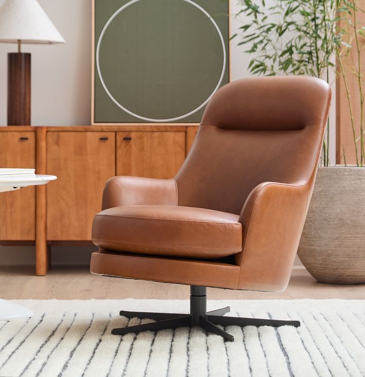 Viv Leather High-Back Swivel Chair
