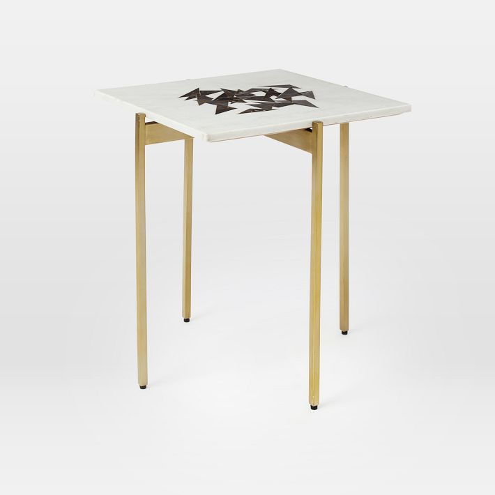 Graphic Marble Inlay Side Table - Triangles