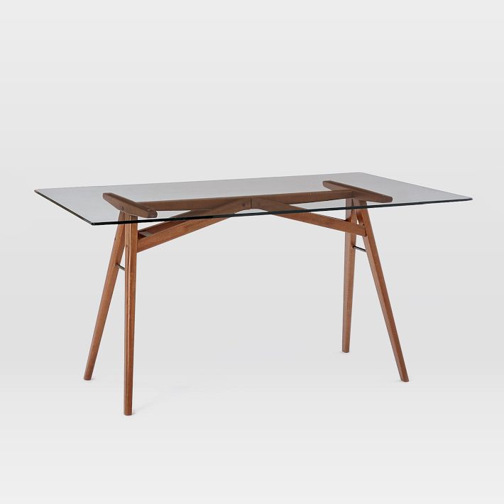 West elm glass store top dining table