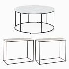 Streamline Round Coffee Table &amp; 2 Side Tables Set - Marble