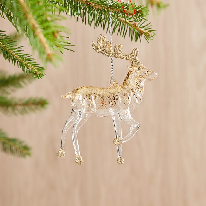 Glass &amp; Gold Reindeer Ornament