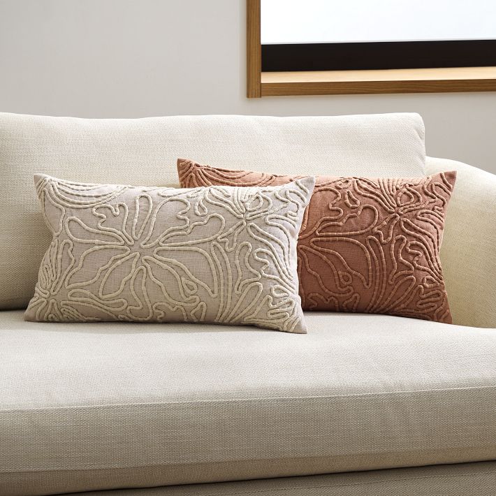 Corded Floral Pillow Cover