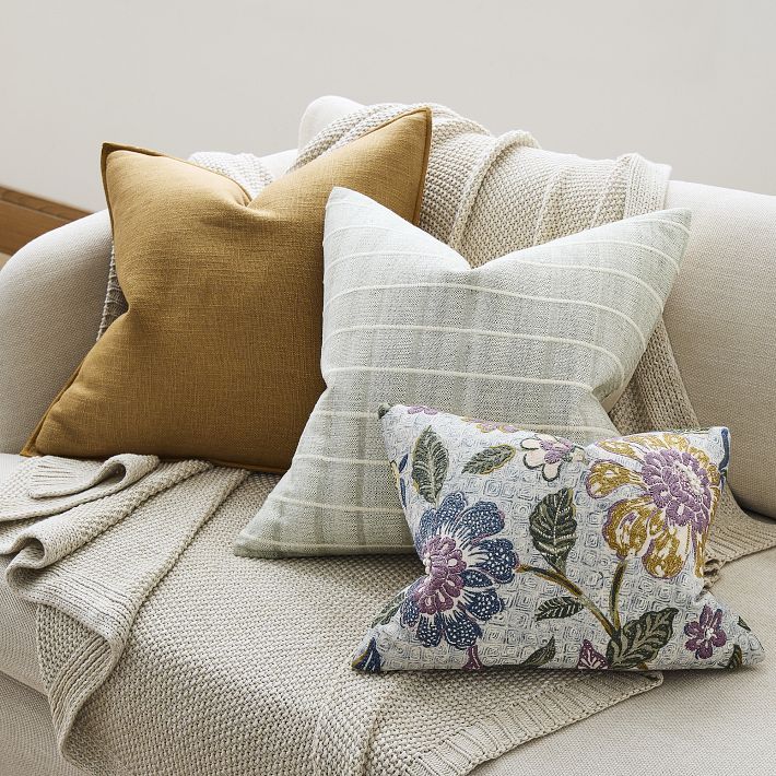 Windowpane Floral Pillow Cover &amp; Throw Set