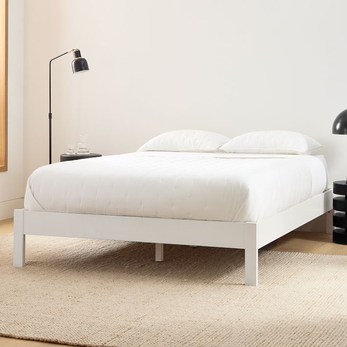 Simple Bed Frame, Full, White, West Elm