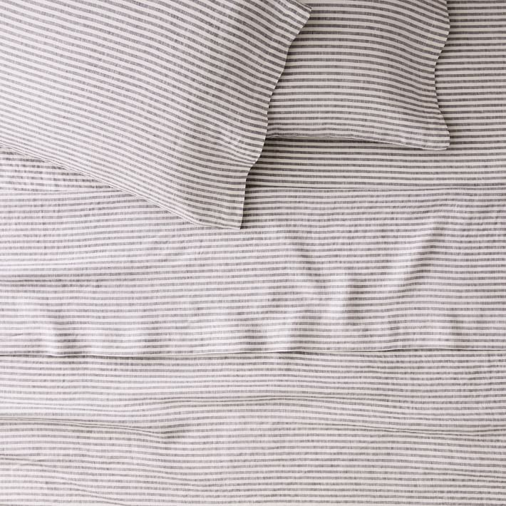 European Flax Linen Classic Stripe Quilt Cover & Pillowcases - West Elm  Australia