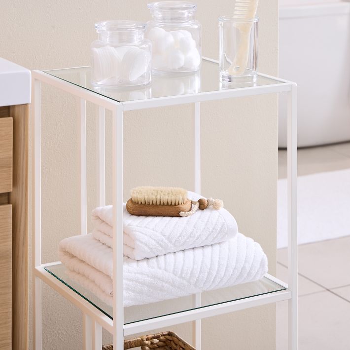 Small chrome store bathroom shelf