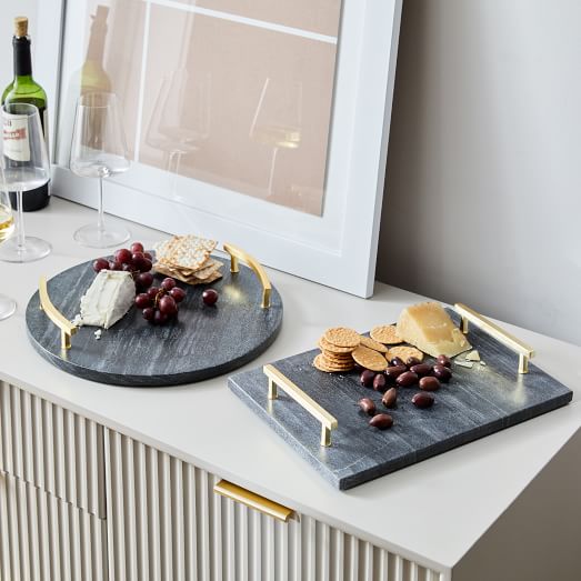 Brass & Black Marble Cheese Boards West Elm
