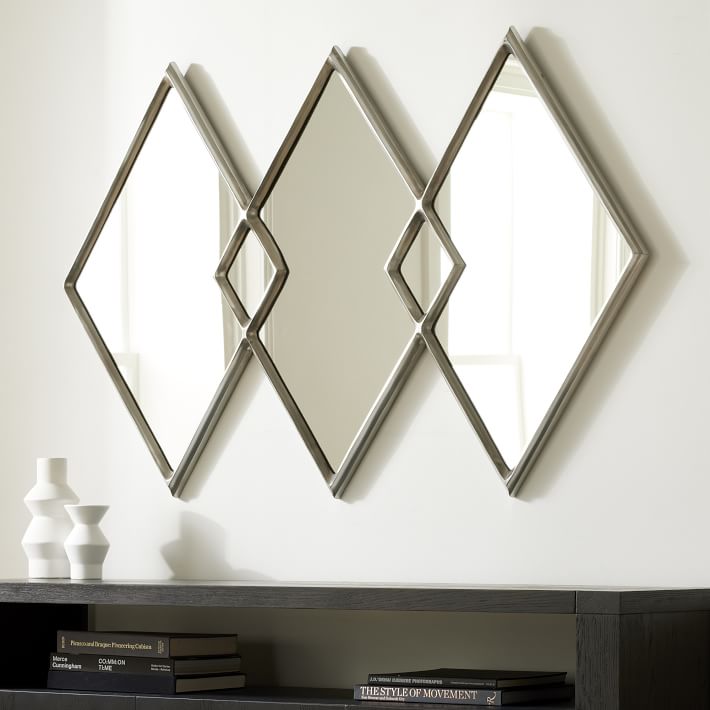 Overlapping Diamonds Metal Wall Mirror - 54&quot;W x 36&quot;H