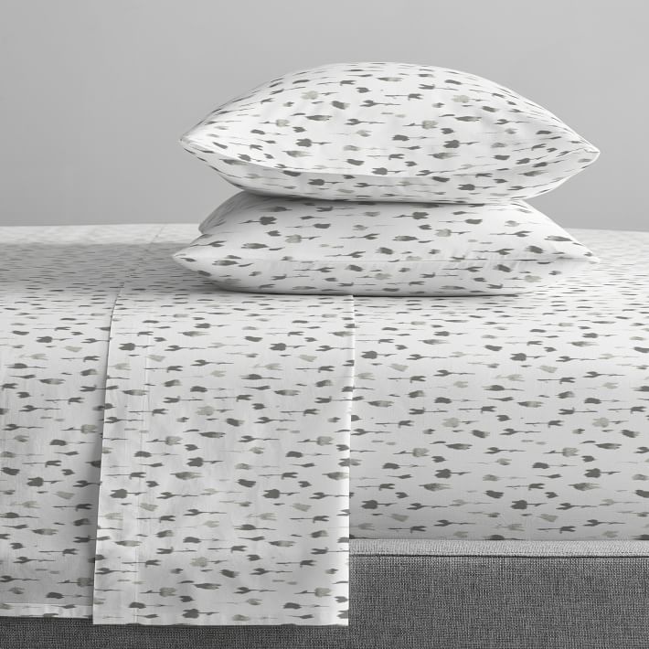 Organic Cotton Percale Ikat Floral Sheet Set &amp; Pillowcases