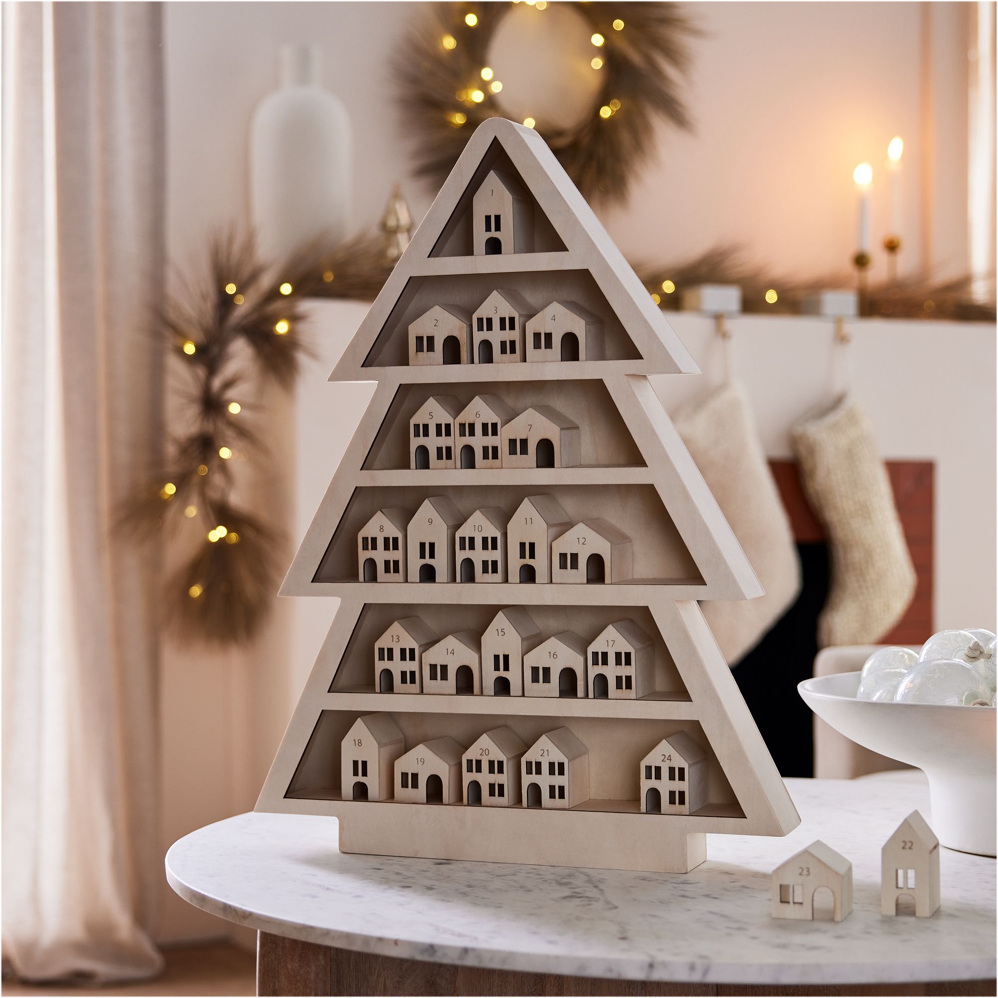 Pure Wood Light-Up Advent Calendar | West Elm