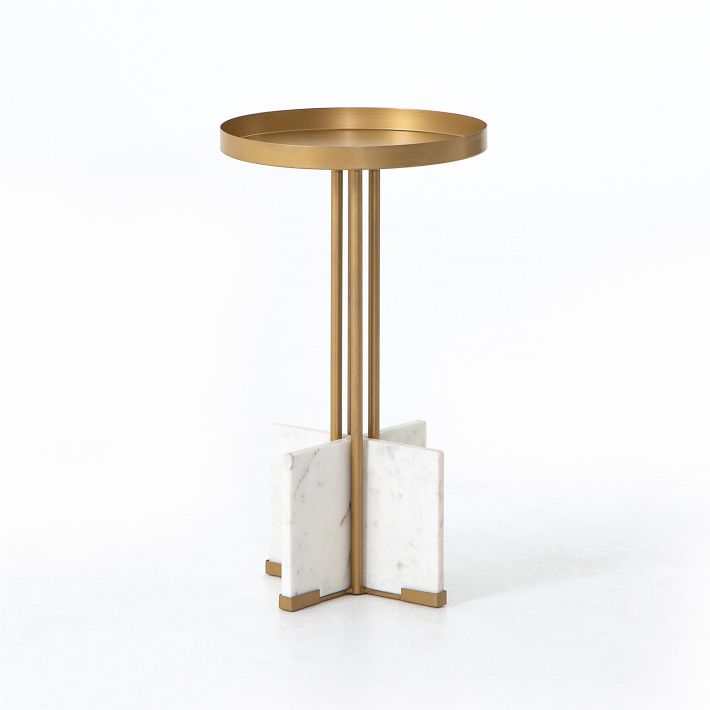 Marble &amp; Brass End Table