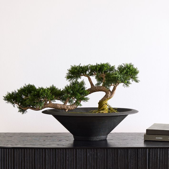 Faux Potted Cedar Bonsai Tree w/ Planter