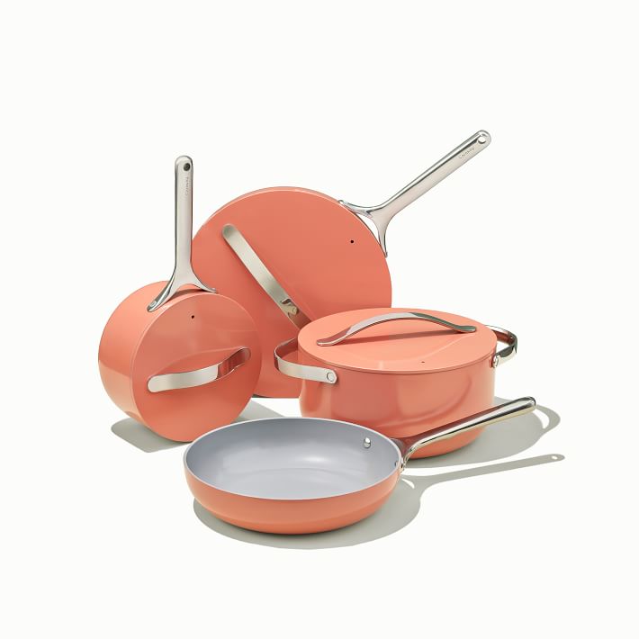 Caraway Ceramic Nonstick 9-Piece Cookware &amp; Storage Set - Perracotta