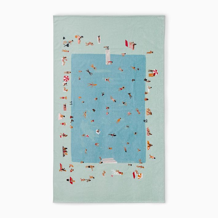 Pool Scene Beach Towel
