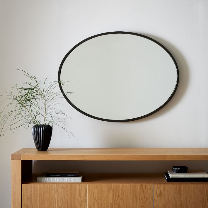 Metal Frame Oval Mirror - 102 cm W x 76 cm H - West Elm UK