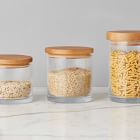 Smooth Wood Top Glass Canisters