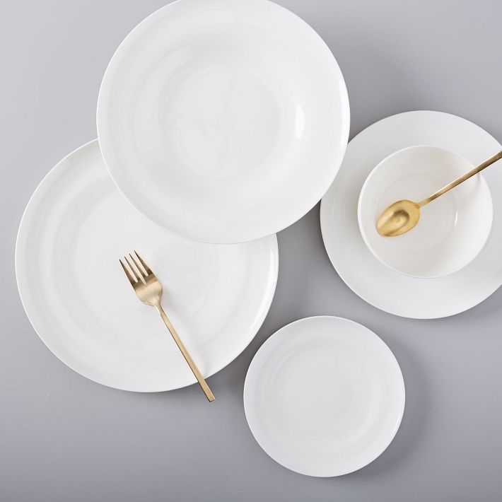 Rim Bone China Dessert Plates, White