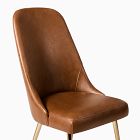 Mid-Century High-Back Leather Dining Chair - Metal Legs