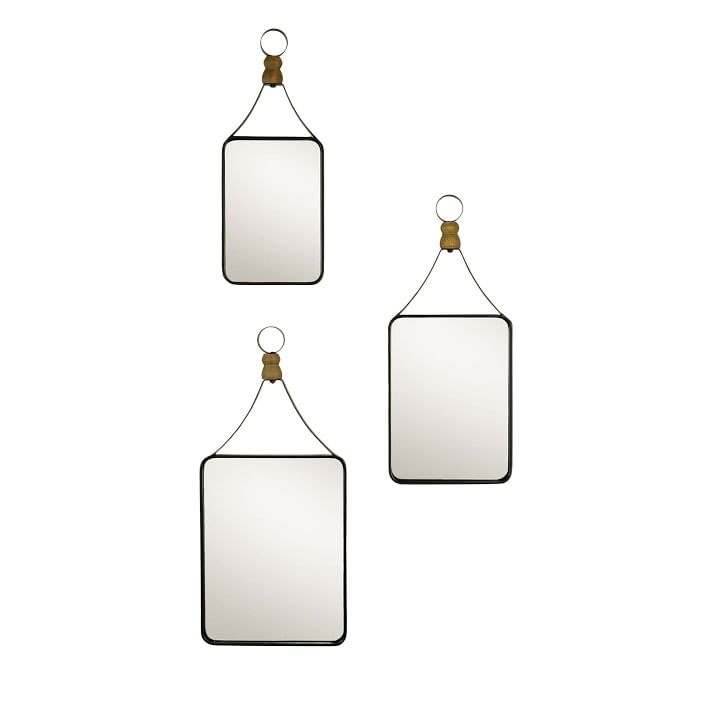 Metal Framed Mirrors w/ Wooden Ball (Set of 3)