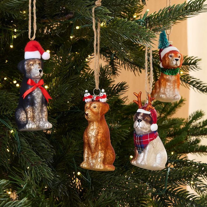 Glass Dog Ornaments (Set of 4)