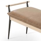 Oak &amp; Stainless Steel Leather Bench (59&quot;)