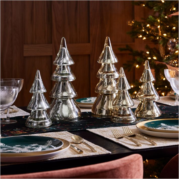 Mercury Glass Stacking Tabletop Trees