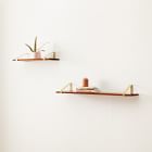 Linear Cool Walnut Wood Wall Shelves with Fairfax Brackets