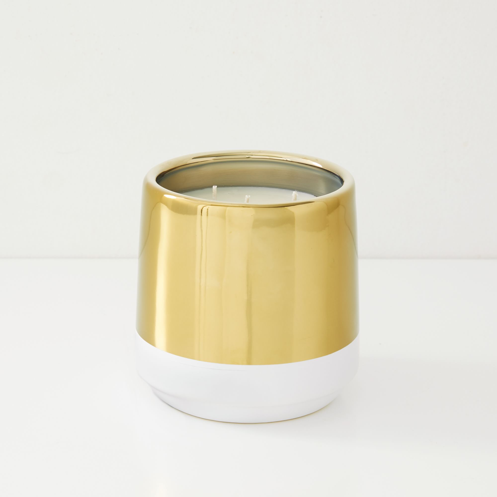 White & Gold Candle - Smoked Tonka | West Elm