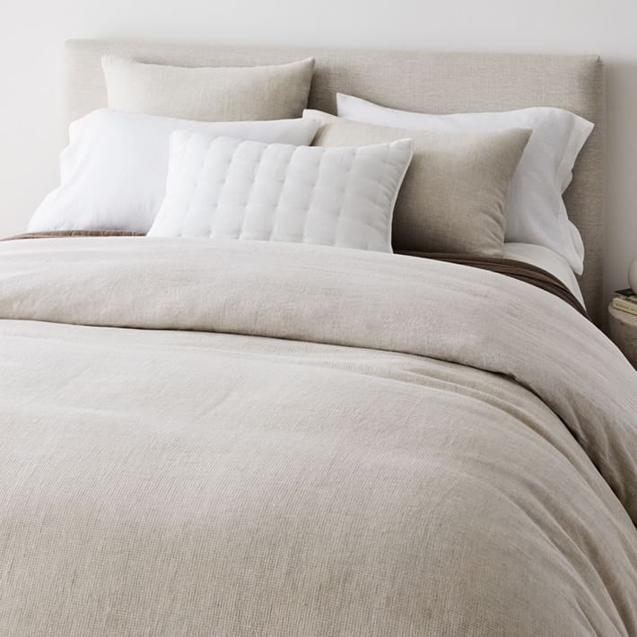 King Natural Flax European Flax Linen Mini Waffle Duvet Cover & Shams