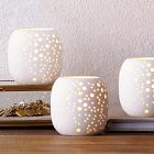 Pierced Constellation White Ceramic Candleholders