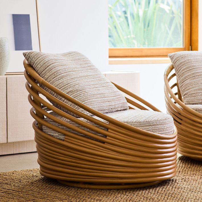Minetta Rattan Swivel Chair | West Elm