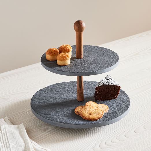 Preston Slate 2-Tier Cake Stand | West Elm