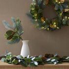 Pre-Lit Faux Pine &amp; Magnolia Wreath &amp; Garland