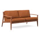 Mid-Century Leather Show Wood Sofa (66&quot;)