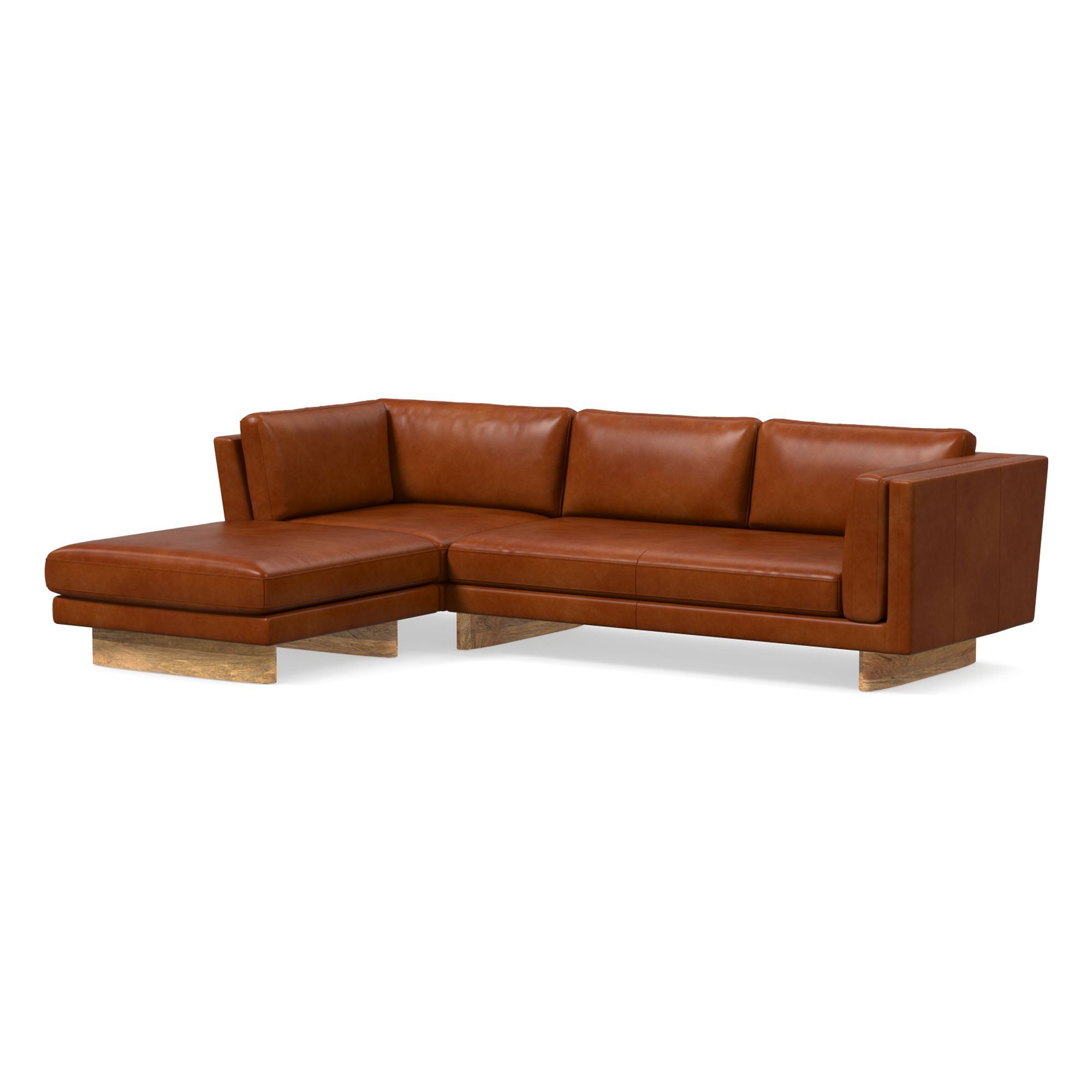 Anton Leather Piece Chaise Sectional Wood Legs | Sofa With West Elm