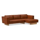 Anton Leather 2-Piece Chaise Sectional (105&quot;) - Wood Legs