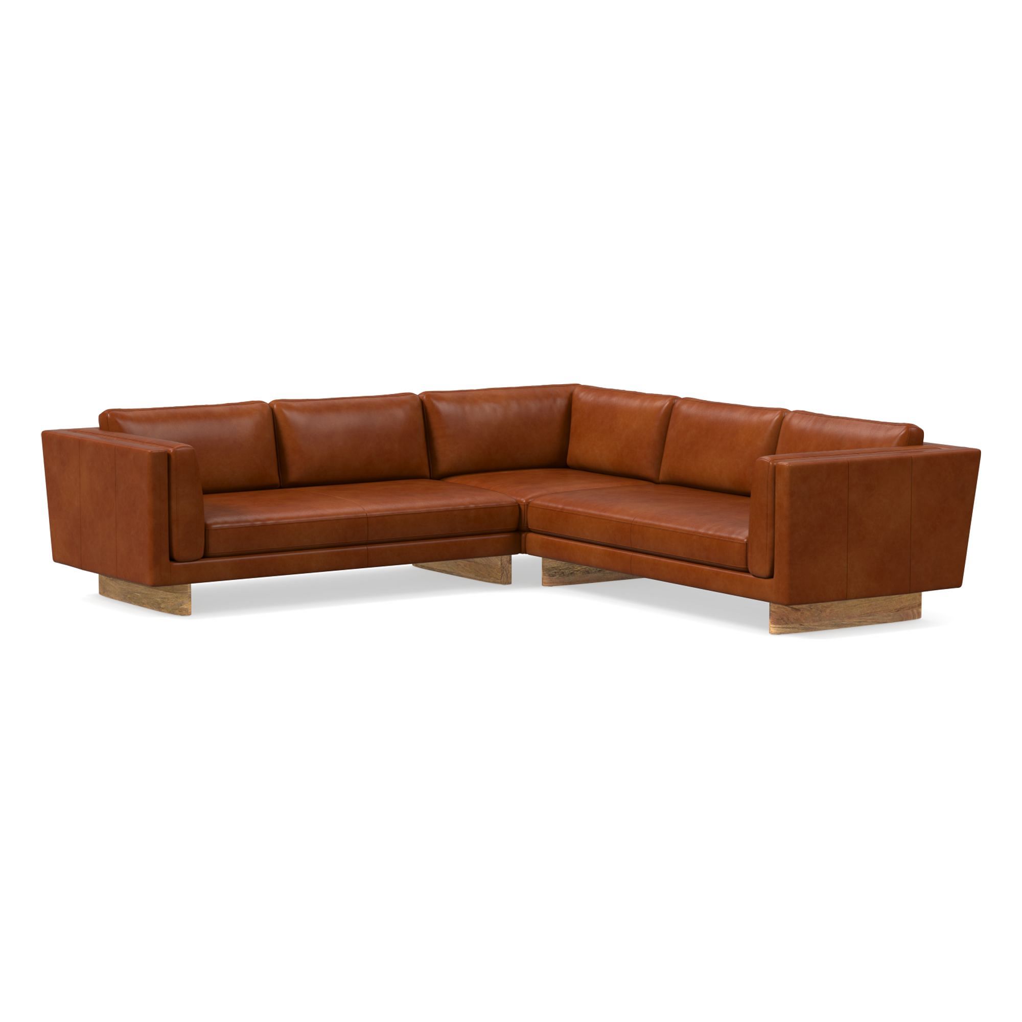 Anton Leather 3 Piece Sectional Wood Legs | Sofa With Chaise West Elm