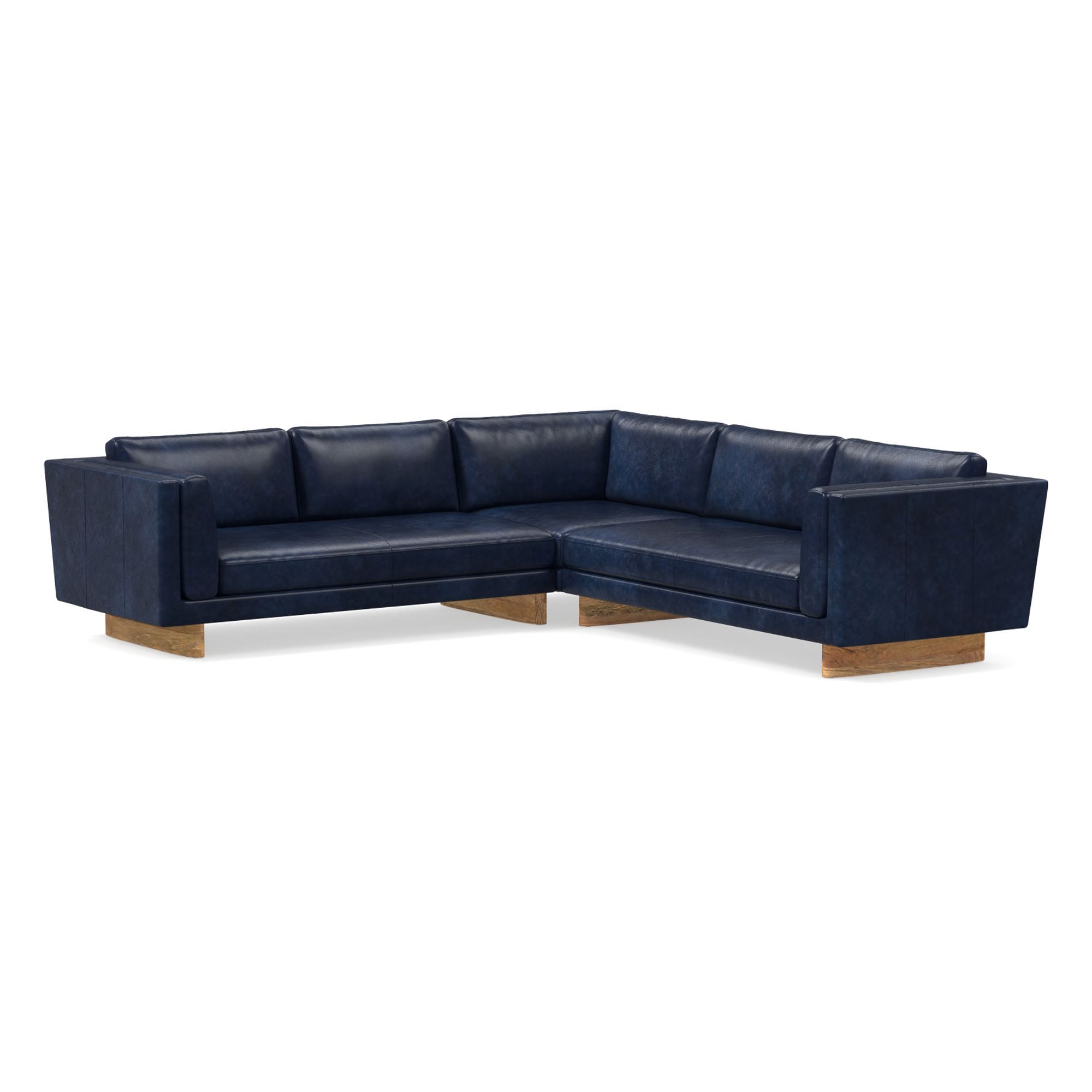 Anton Leather 3 Piece Sectional Wood Legs | Sofa With Chaise West Elm