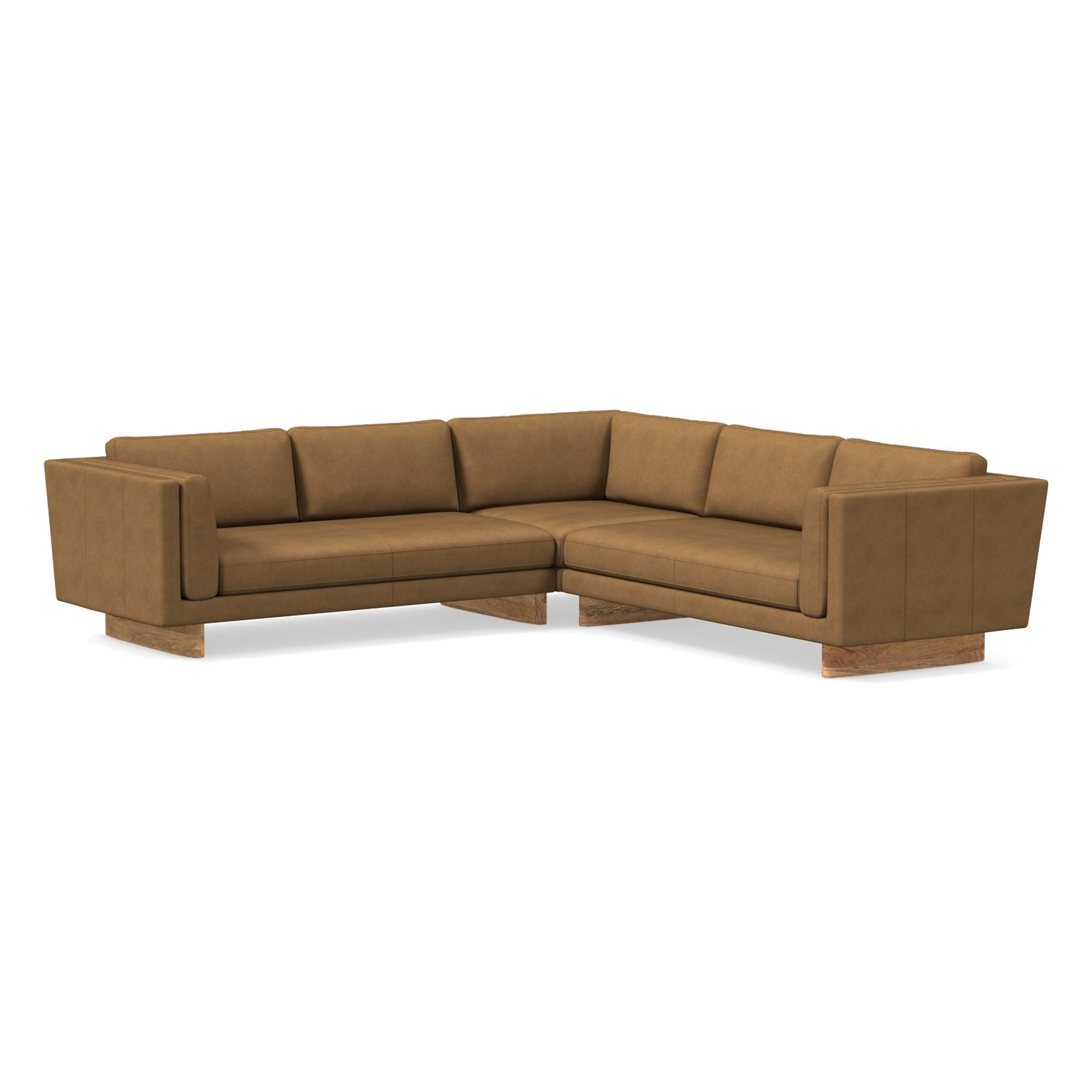 Anton Leather 3 Piece Sectional Wood Legs | Sofa With Chaise West Elm