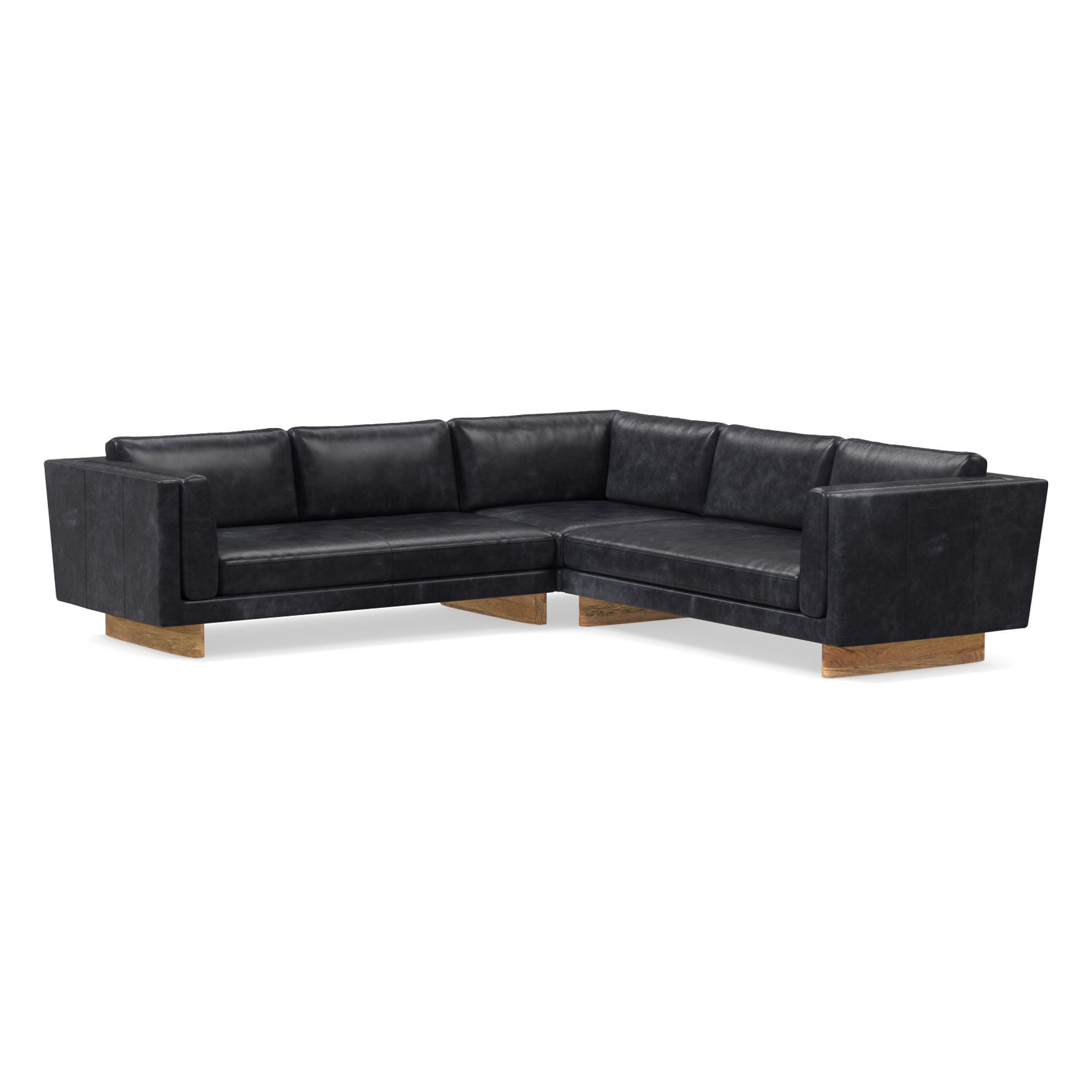 Anton Leather 3 Piece Sectional Wood Legs | Sofa With Chaise West Elm