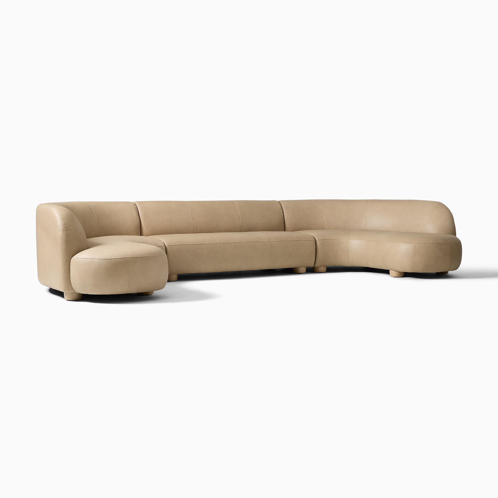 Laurent Leather 3-Piece U-Shaped Sectional (168.5") | West Elm