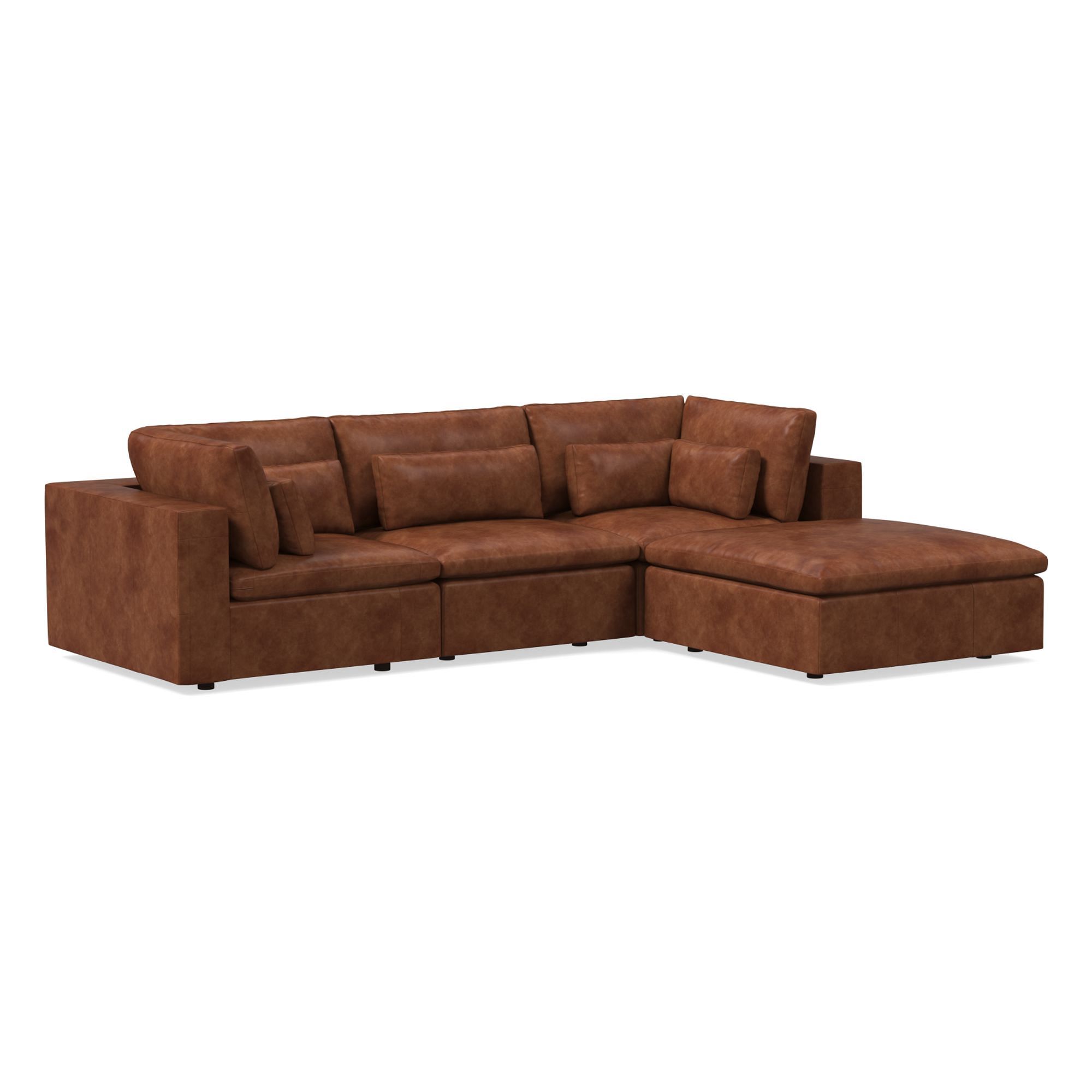 Harmony Modular Leather 4-Piece Ottoman Sectional (120") | West Elm