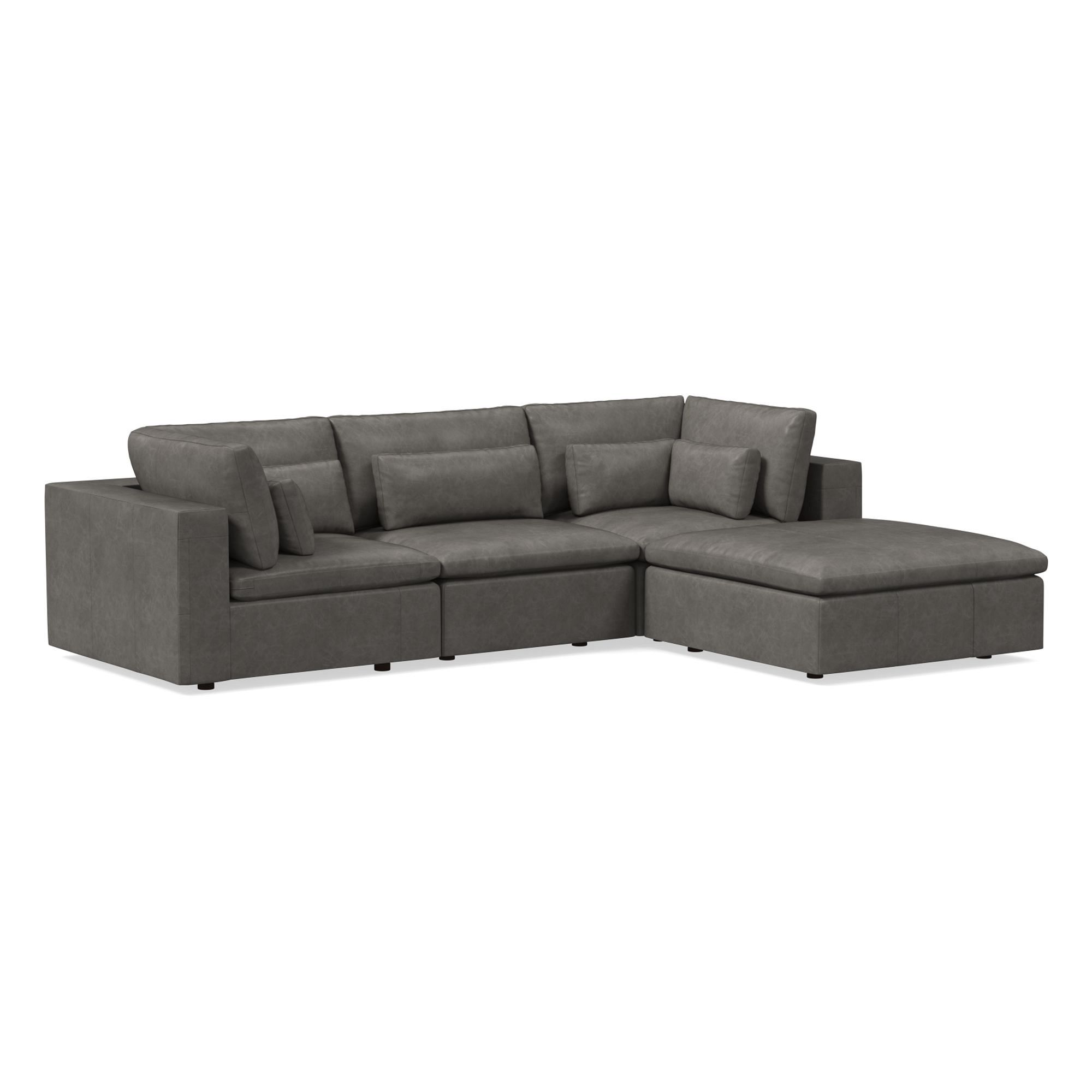 Harmony Modular Leather 4-Piece Ottoman Sectional (120") | West Elm