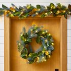 Pre-Lit Faux Pine &amp; Magnolia Wreath &amp; Garland