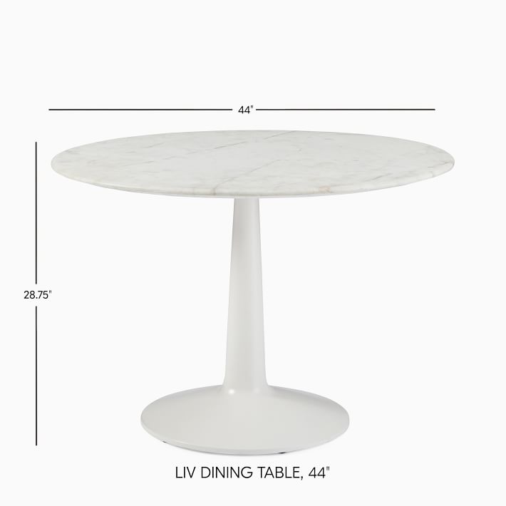 Liv Round Marble Dining Table (44&quot;, 60&quot;)