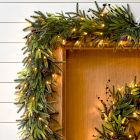 Pre-Lit Faux Woodland Pine Wreath &amp; Garland