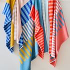 Organic Collage Stripe Beach/Pool Towel - Lagoon