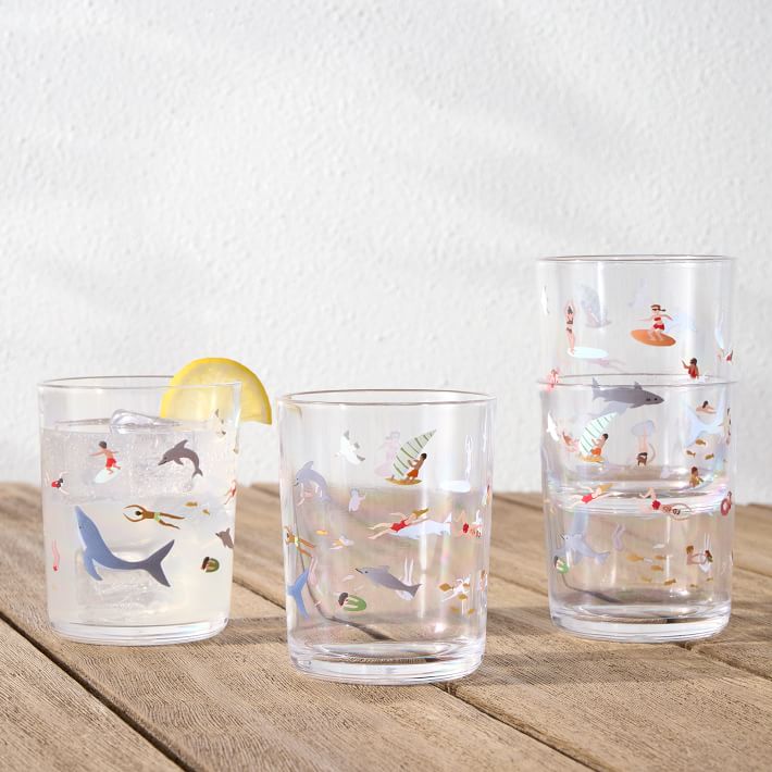 Summer Activities Acrylic Drinking Glasses (Set of 4)