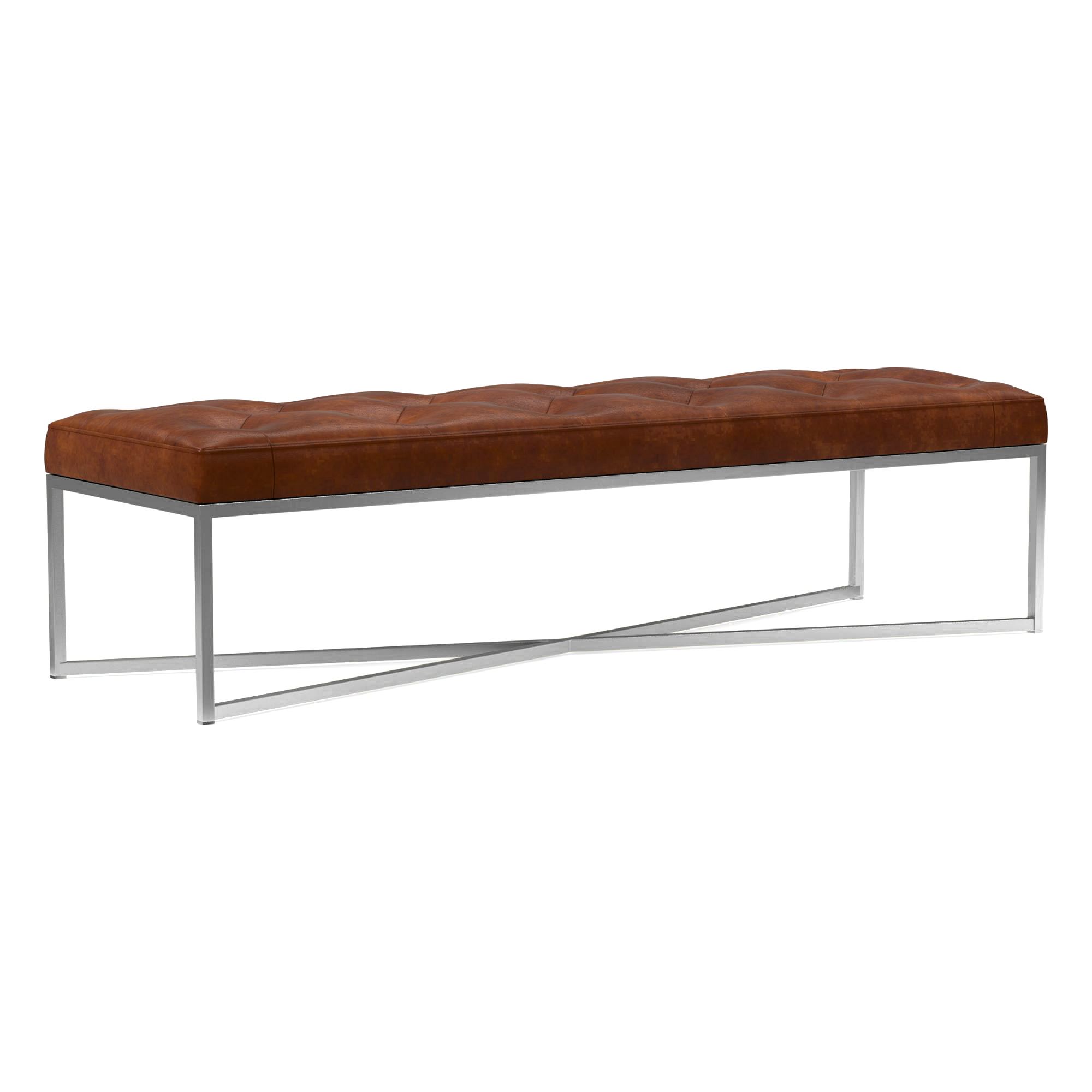 Maeve Rectangle Leather Bench | West Elm