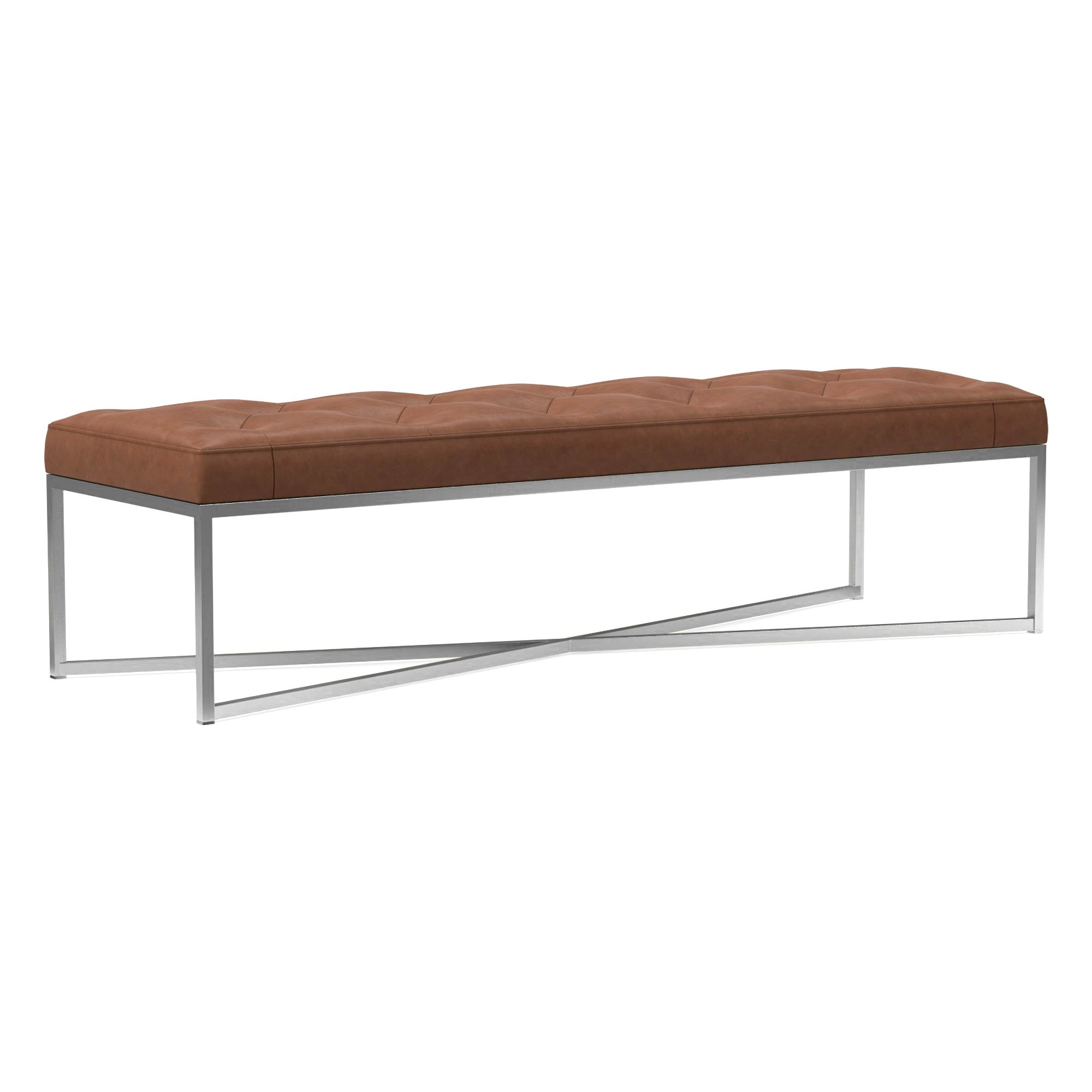 Maeve Rectangle Leather Bench | West Elm